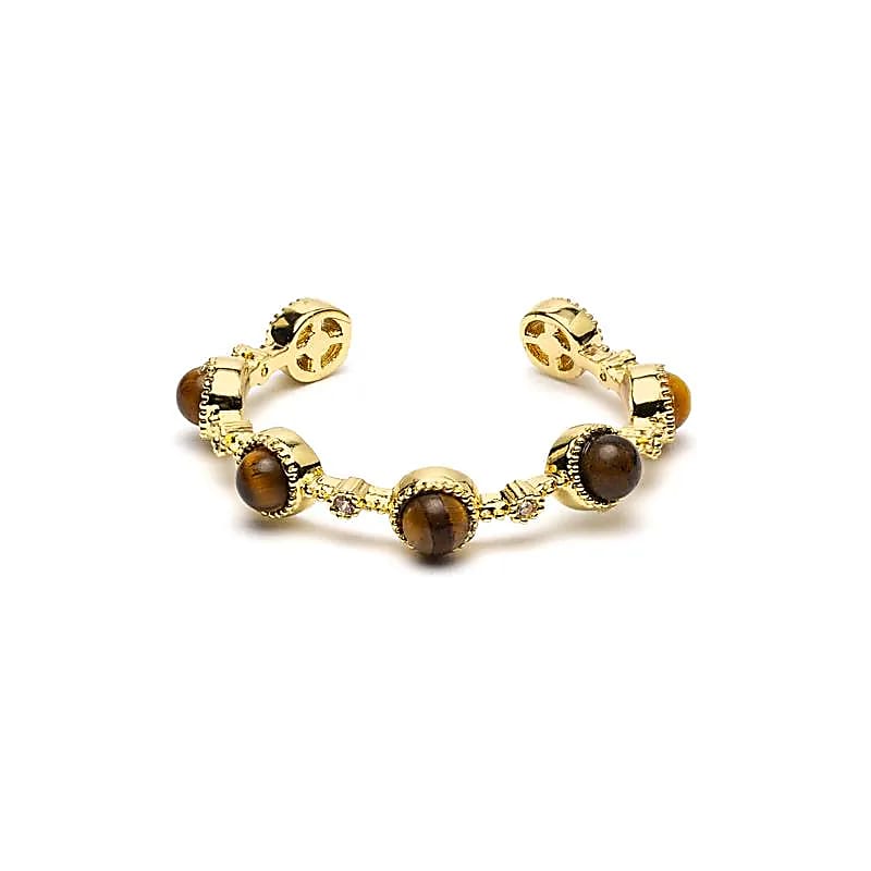 Anello Regolabile in Rame con Occhio di Tigre