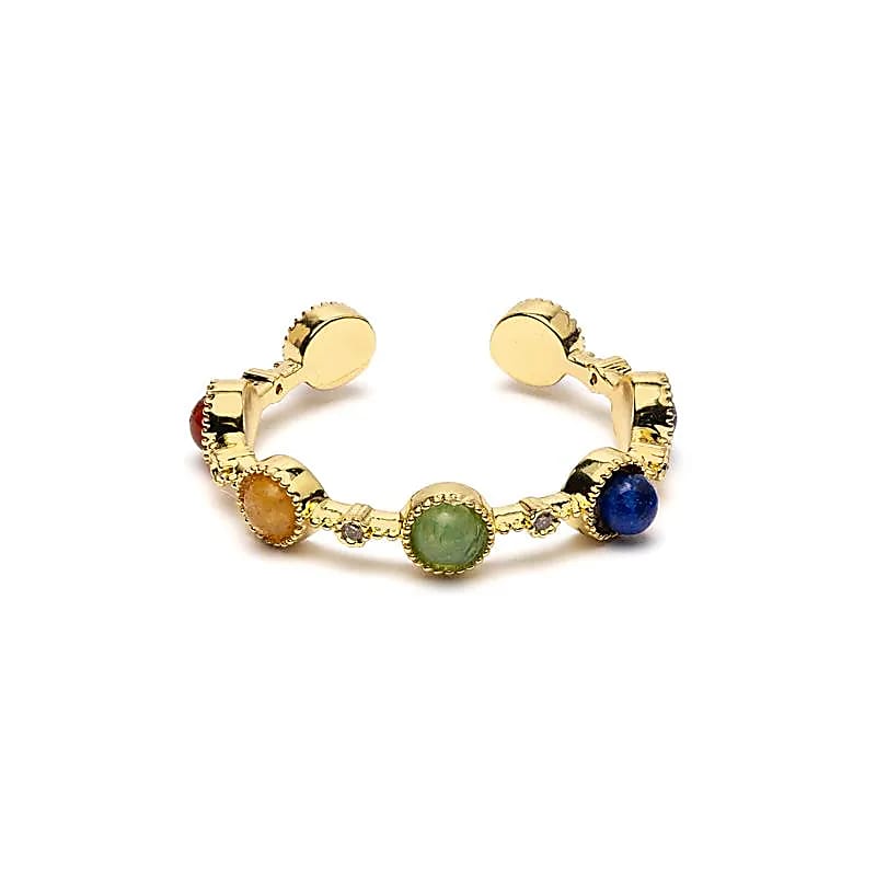 Anello aperto con 7 pietre dei chakra