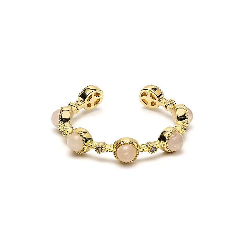 Anello Regolabile in Rame con Quarzo Rosa