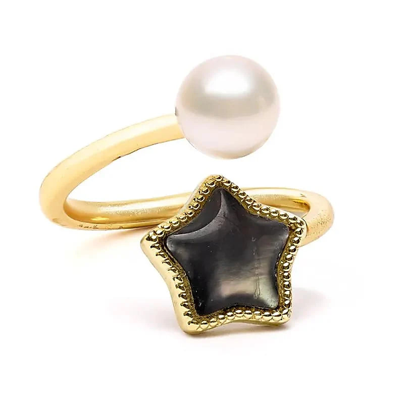 Anello Regolabile  perla e abalone Stella