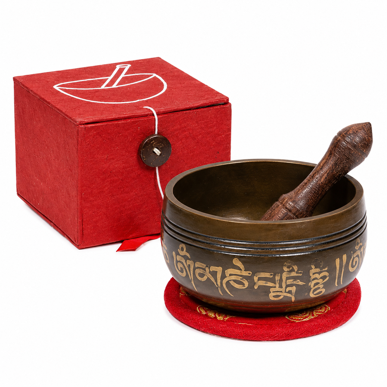 Campana Tibetana OM con Cuscino e Batacchio