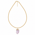 Collana Artemide – Quarzo Rosa Grezzo in Capim Dourado