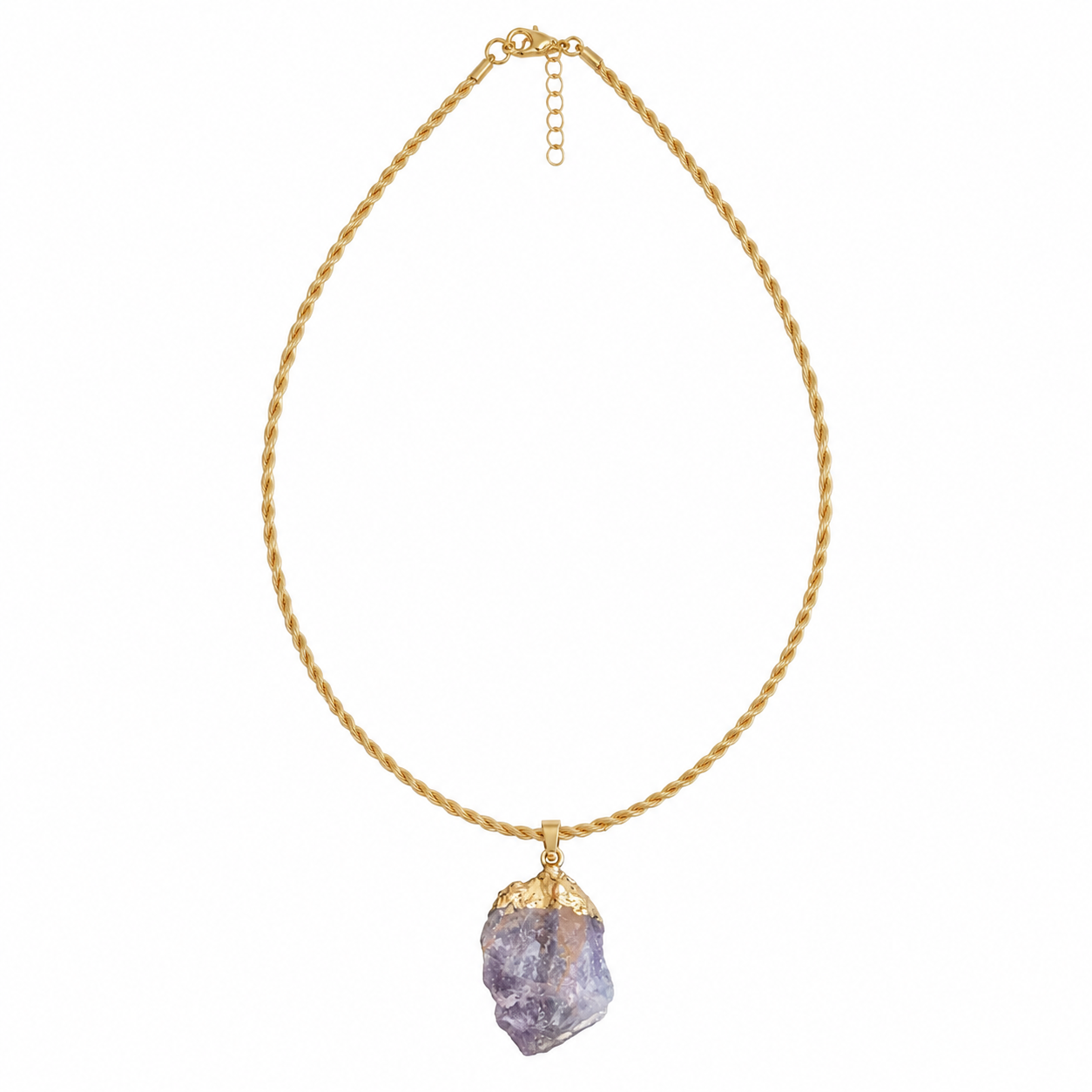 Collana Artemide – Ametista Grezza in Capim Dourado