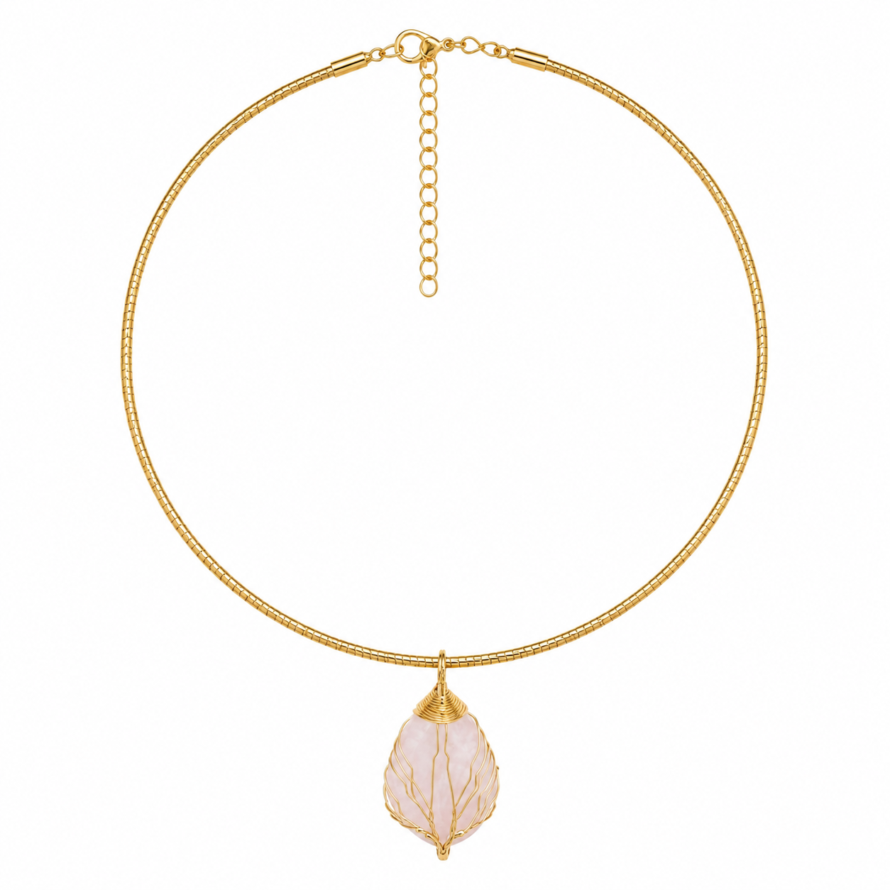 Collana Gaia in Capim Dourado con Quarzo Rosa