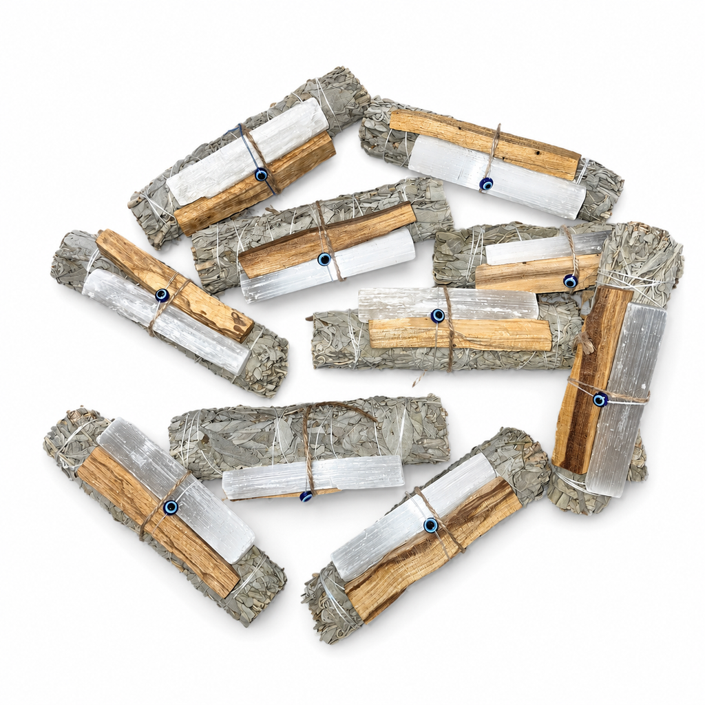 Kit di Purificazione Energetica – Salvia Bianca, Palo Santo e Selenite