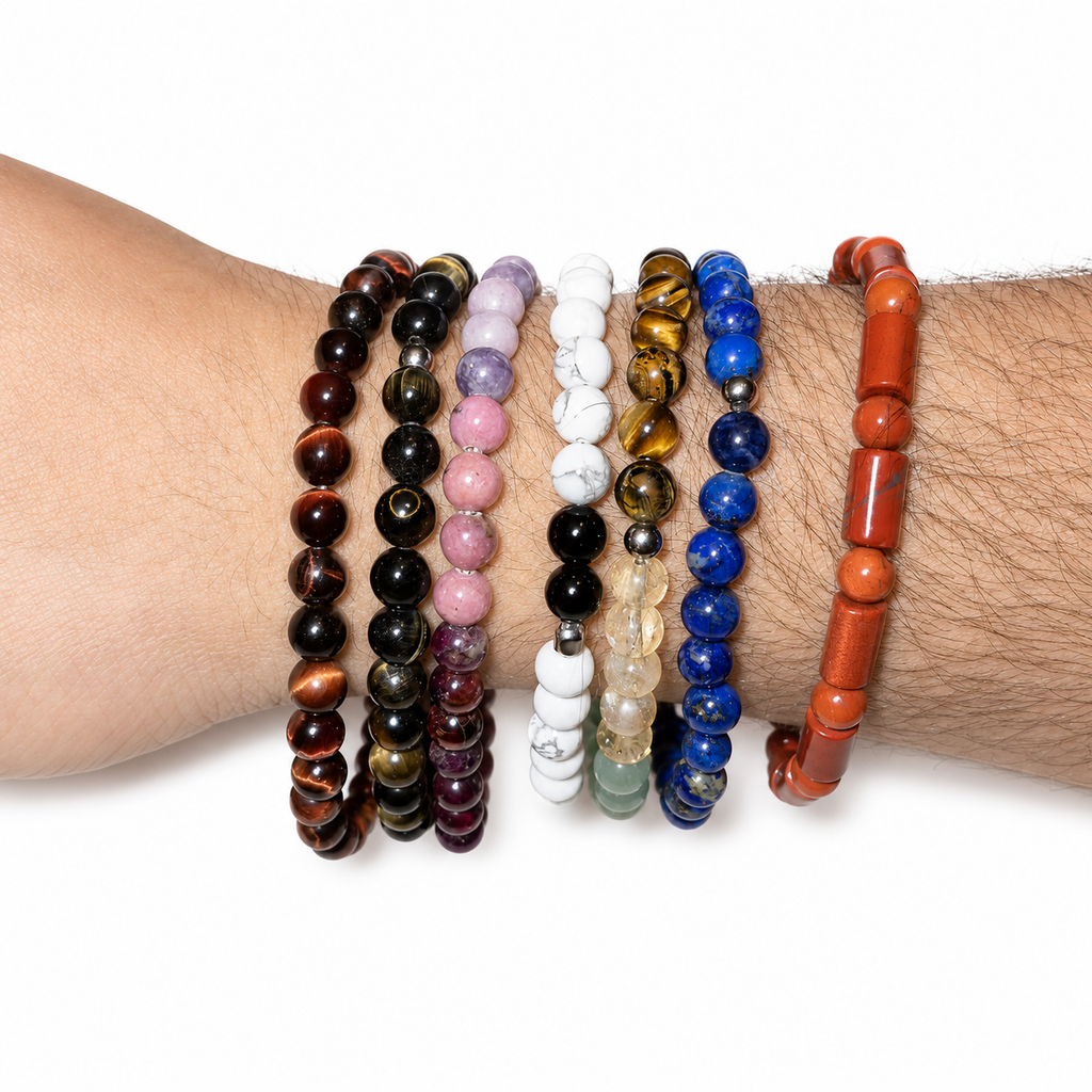 Bracciale Uomo in Pietra Naturale con Dettaglio in Argento