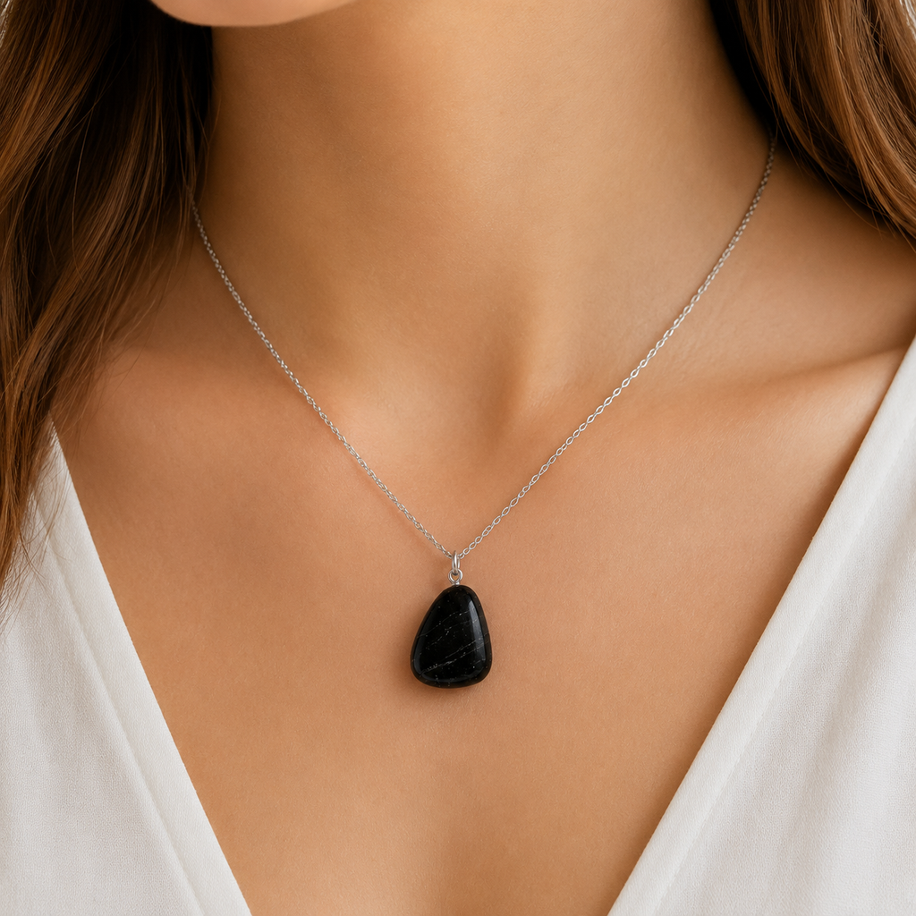 Ciondolo in Tormalina Nera Naturale – Argento 925